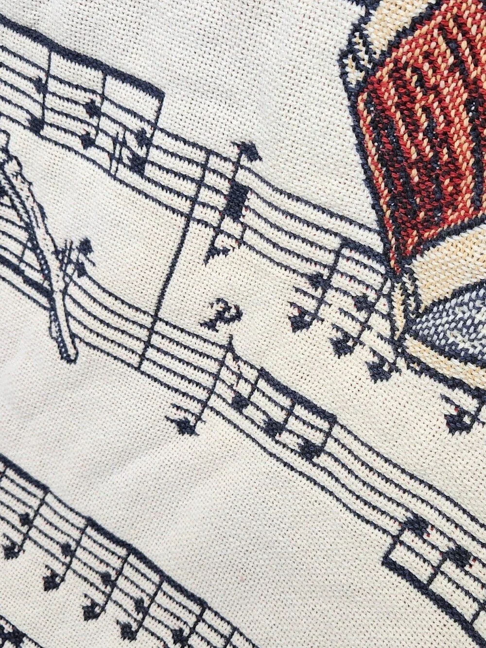 Goodwin weavers Musical Instruments Tapestry Throw Cream Brown USA Made